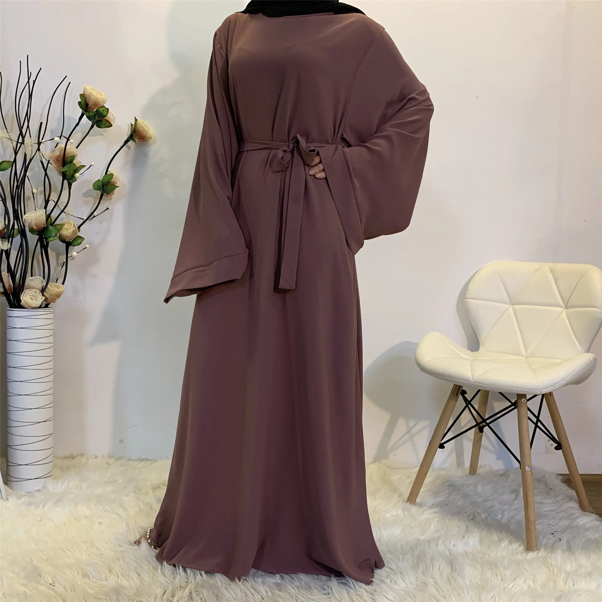 Dubai Elegant Long Abaya with Sash