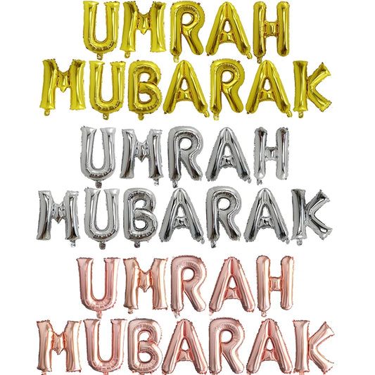 1set 16 inch Umrah Mubarak Hang Letter Balloons