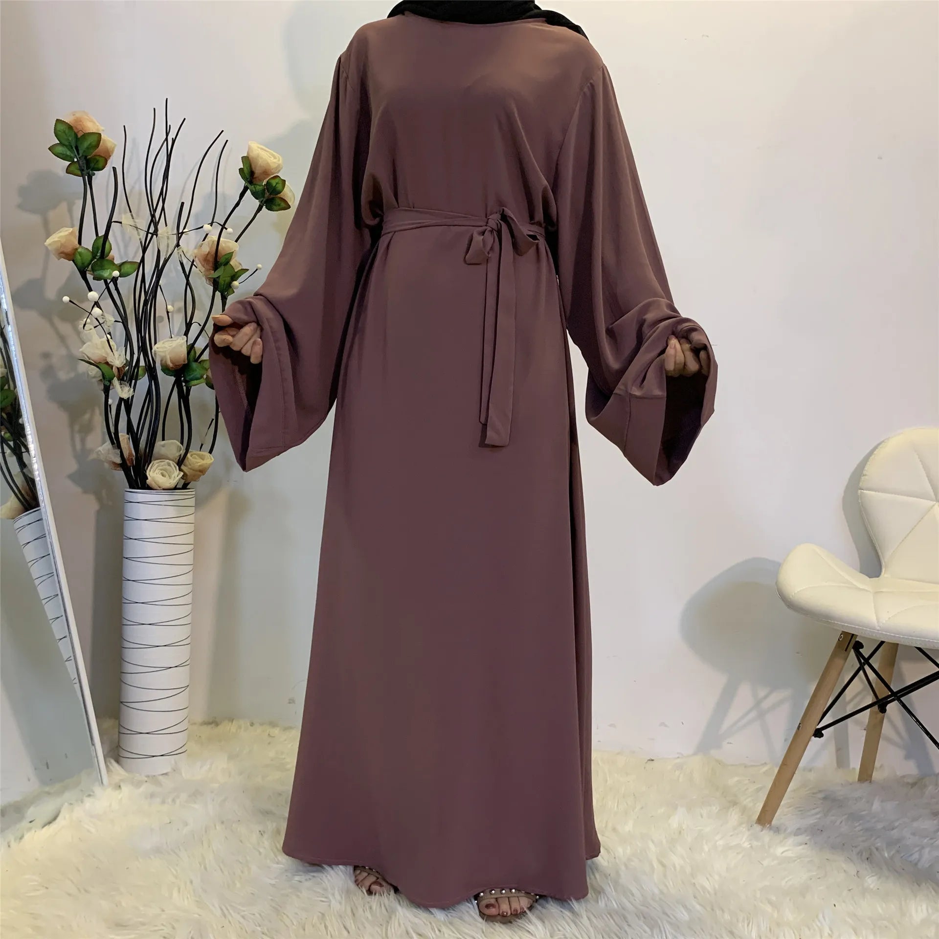 Dubai Elegant Long Abaya with Sash