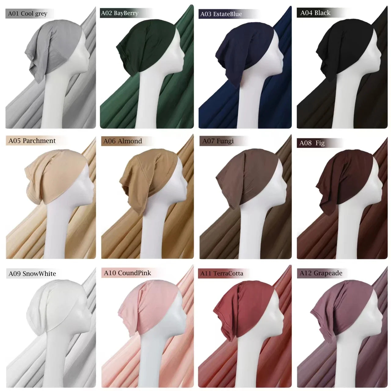 2-Piece Viscose Hijab Set with Matching Jersey Cap