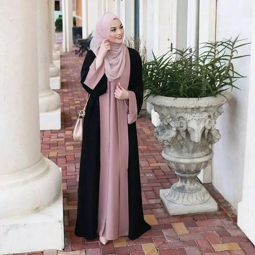 Dubai Contrast Abaya Set:  For Ramadan & Special Occasions