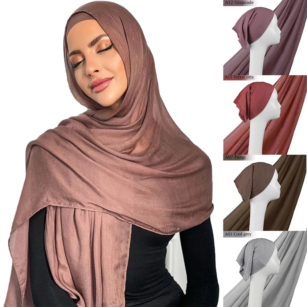 2-Piece Viscose Hijab Set with Matching Jersey Cap