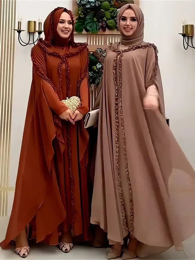 Ramadan Chiffon 2-Piece Khimar Abaya Set