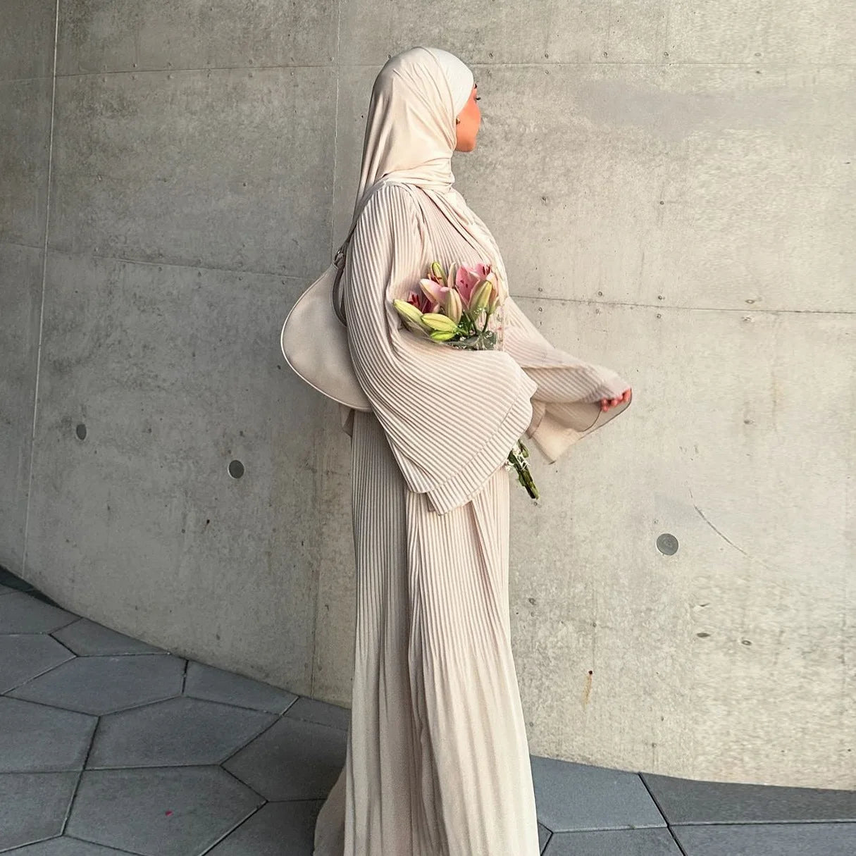 Modest Pleated Abaya: Long Sleeve