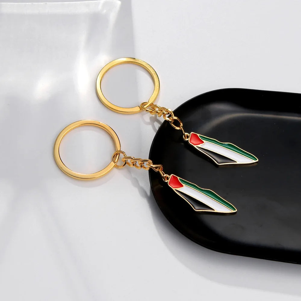 Vintage Palestine Flag Map Keychain Amulet