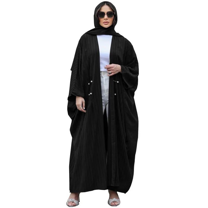 Striped Open Abaya :Casual & Turkish-Inspired