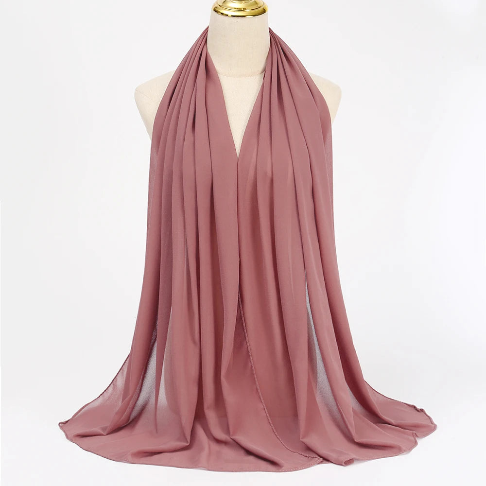 Elegant Chiffon Hijab – Long Solid Color Wrap