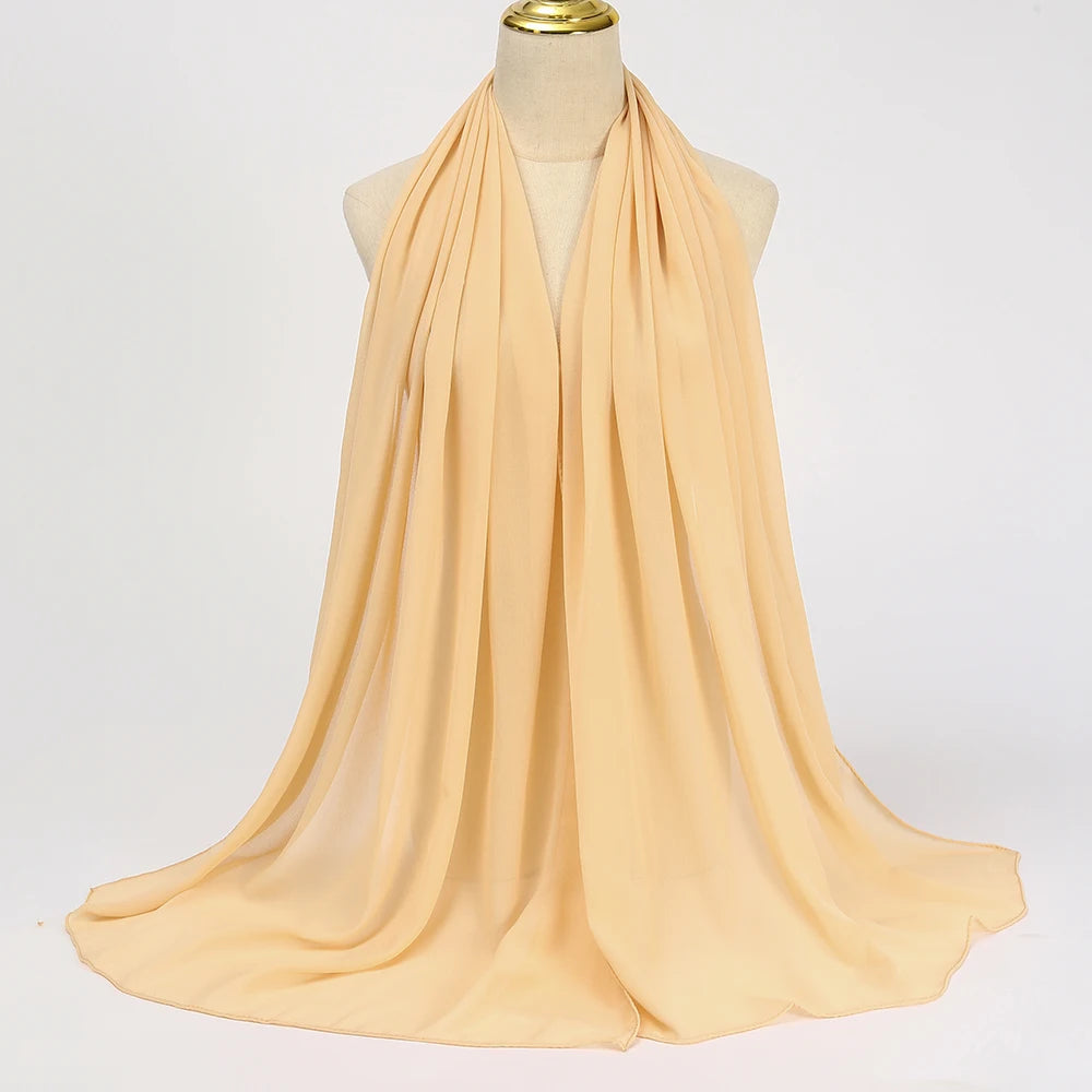 Elegant Chiffon Hijab – Long Solid Color Wrap