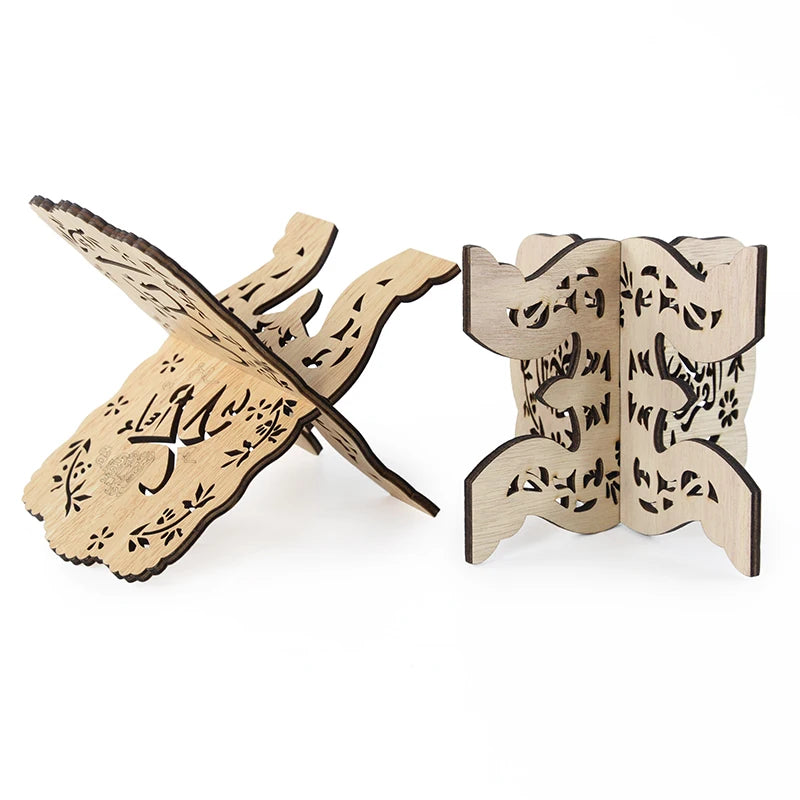 Eid Mubarak Wooden Quran Display Rack