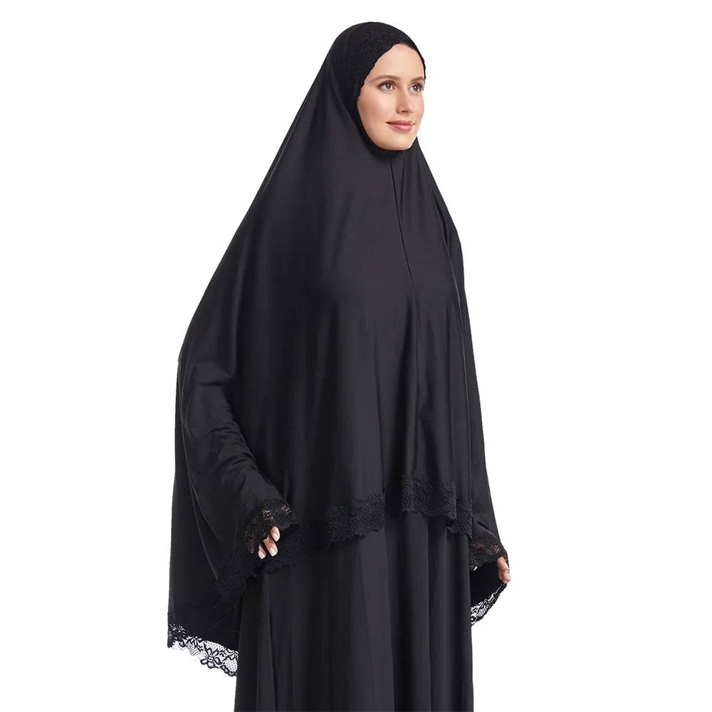 Long Khimar Eid Prayer Gown: Elegant Overhead Turban