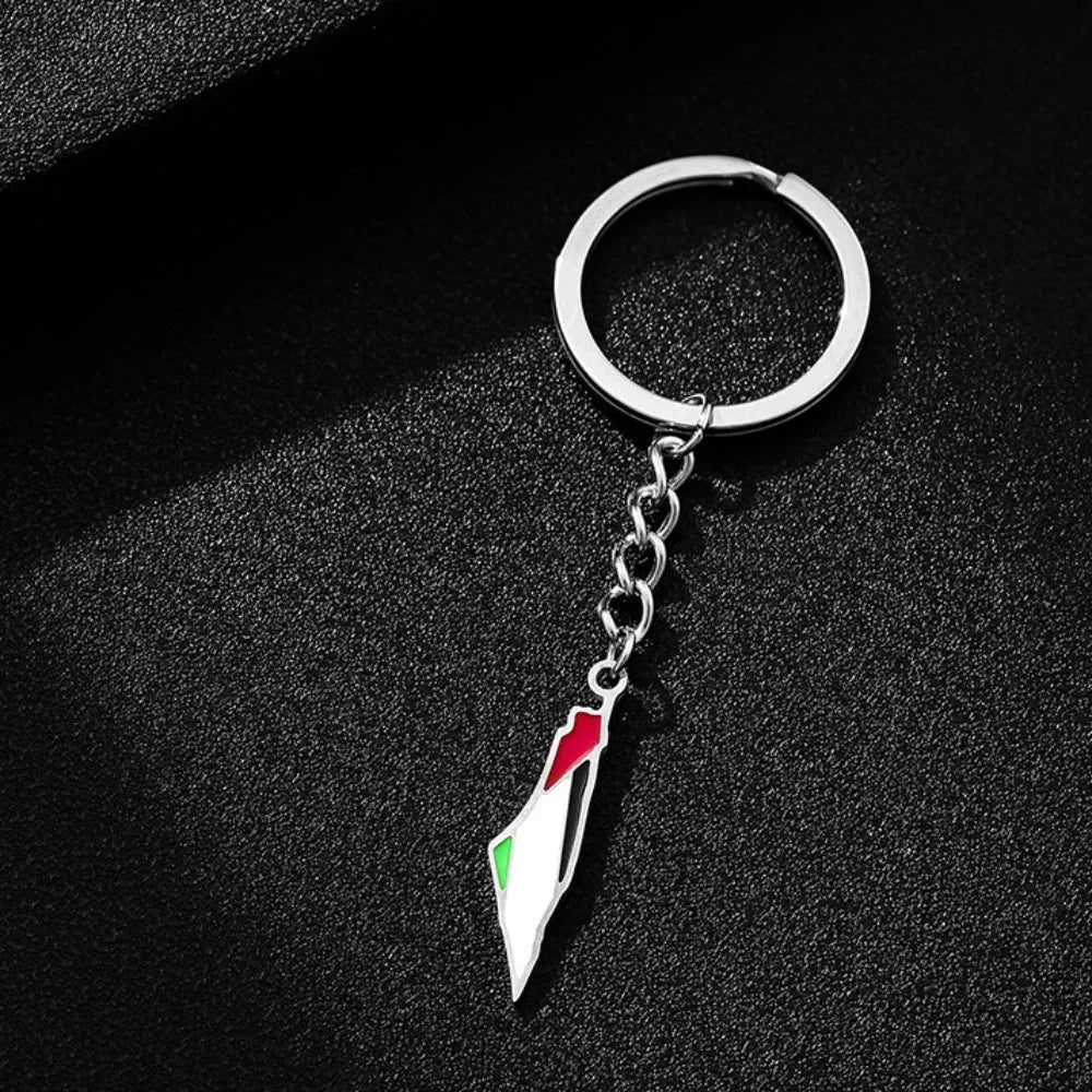 Vintage Palestine Flag Map Keychain Amulet