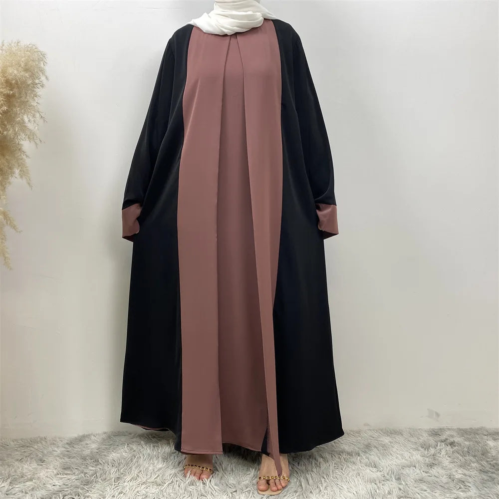 Dubai Contrast Abaya Set:  For Ramadan & Special Occasions