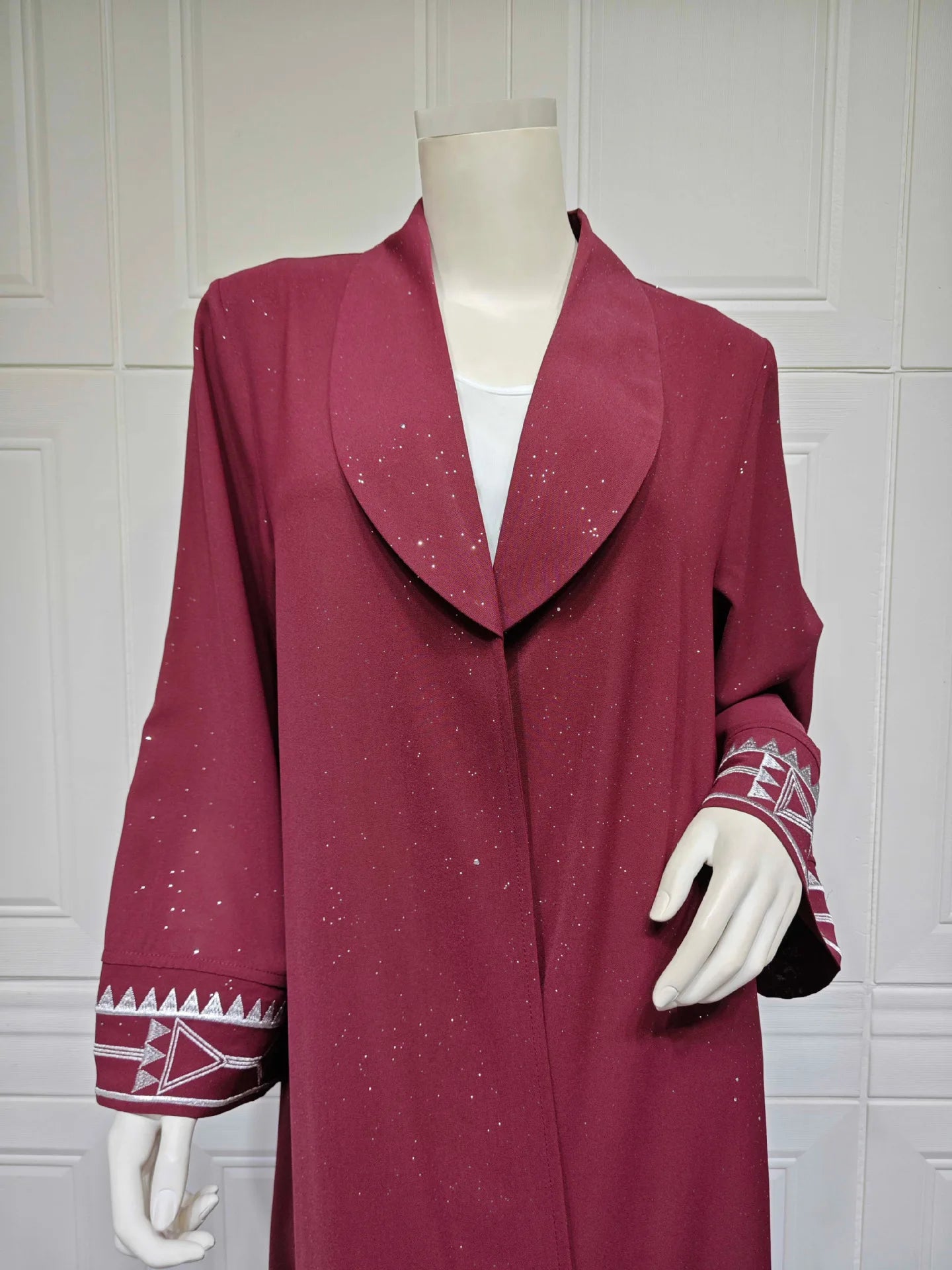 Moroccan-Inspired Floral Embroidery Open Abaya