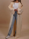Heart Embellished Open Linen Abaya