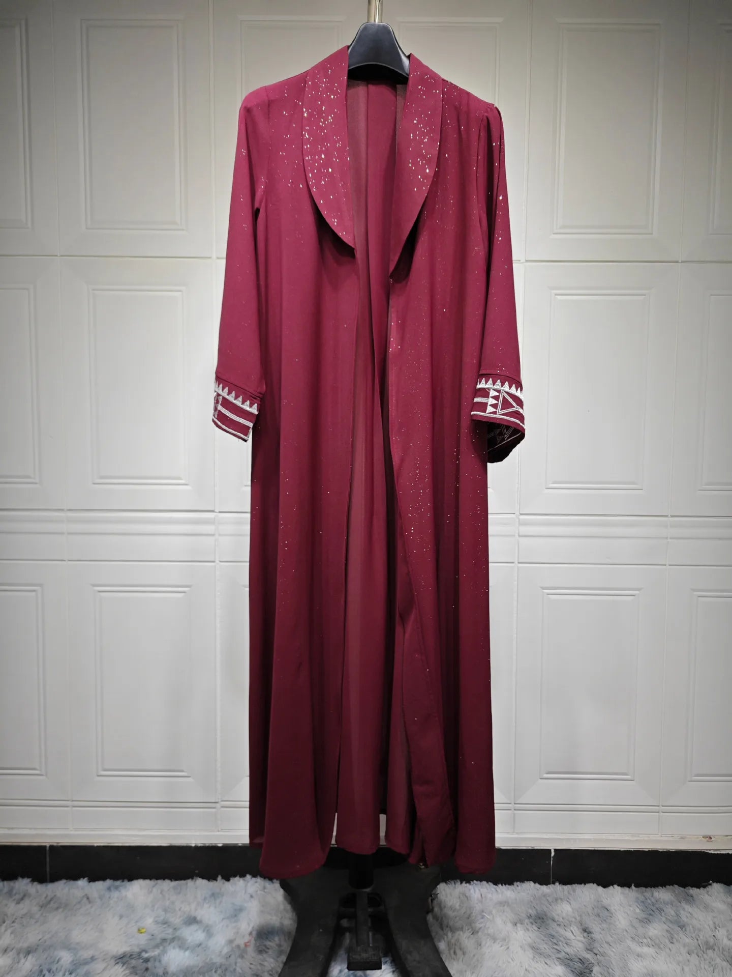 Moroccan-Inspired Floral Embroidery Open Abaya
