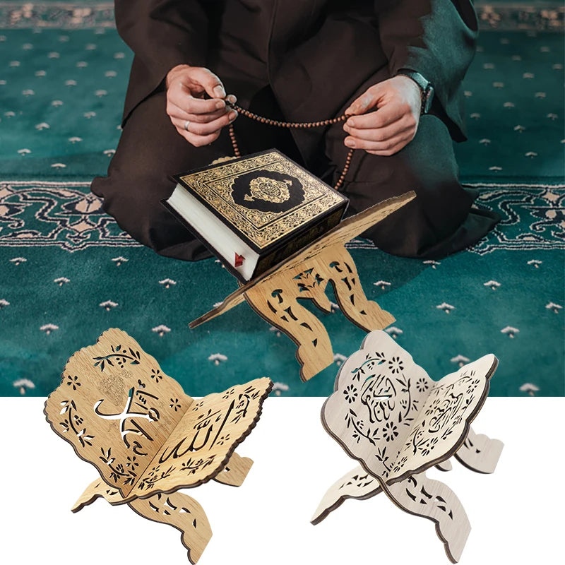 Eid Mubarak Wooden Quran Display Rack