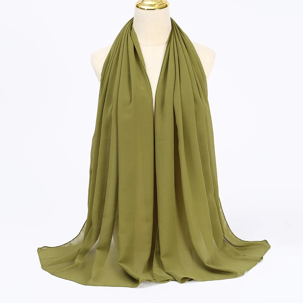 Elegant Chiffon Hijab – Long Solid Color Wrap