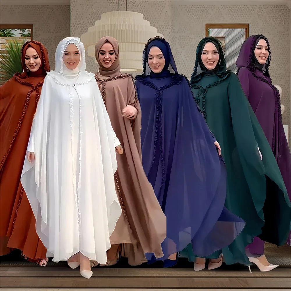 Ramadan Chiffon 2-Piece Khimar Abaya Set