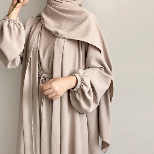 Elegant Crinkle Abaya Set