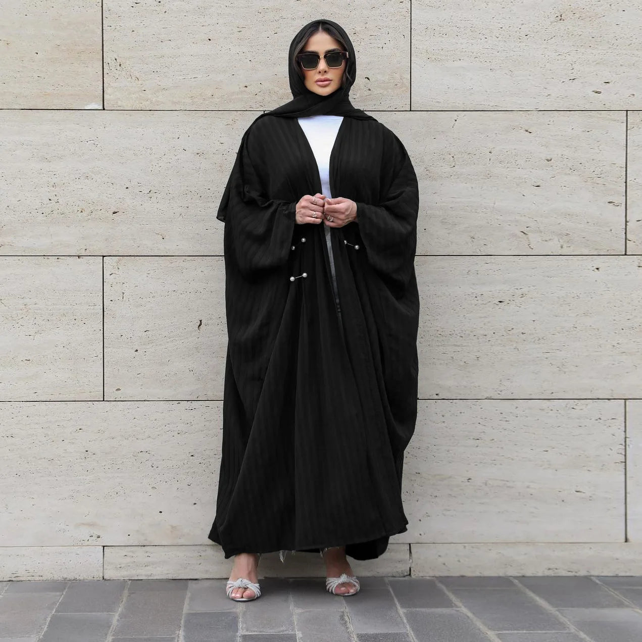 Striped Open Abaya :Casual & Turkish-Inspired