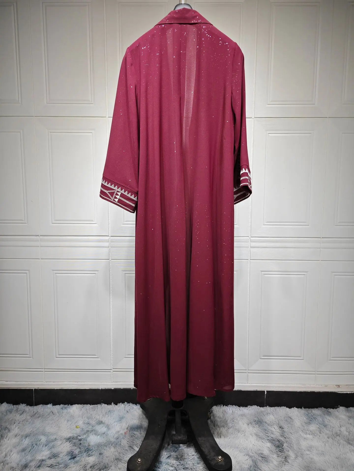 Moroccan-Inspired Floral Embroidery Open Abaya