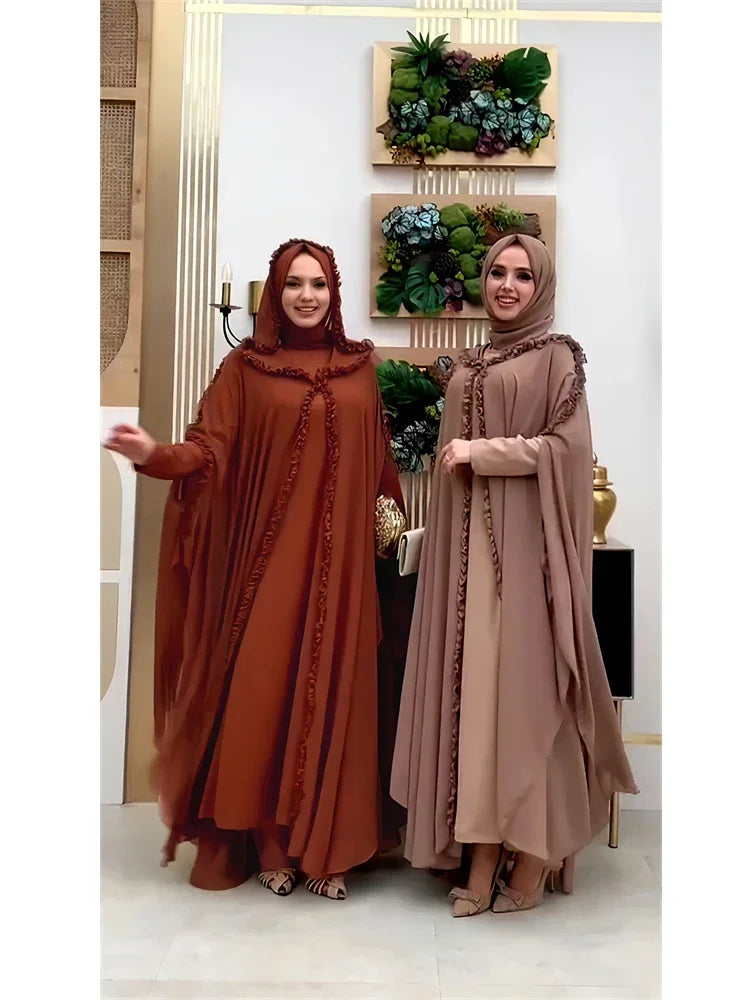 Ramadan Chiffon 2-Piece Khimar Abaya Set