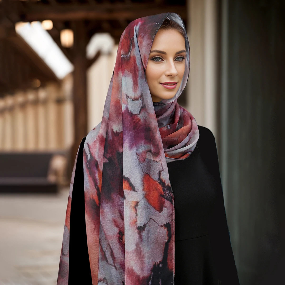 Printed Chiffon Hijab Scarf – Tie-Dyed