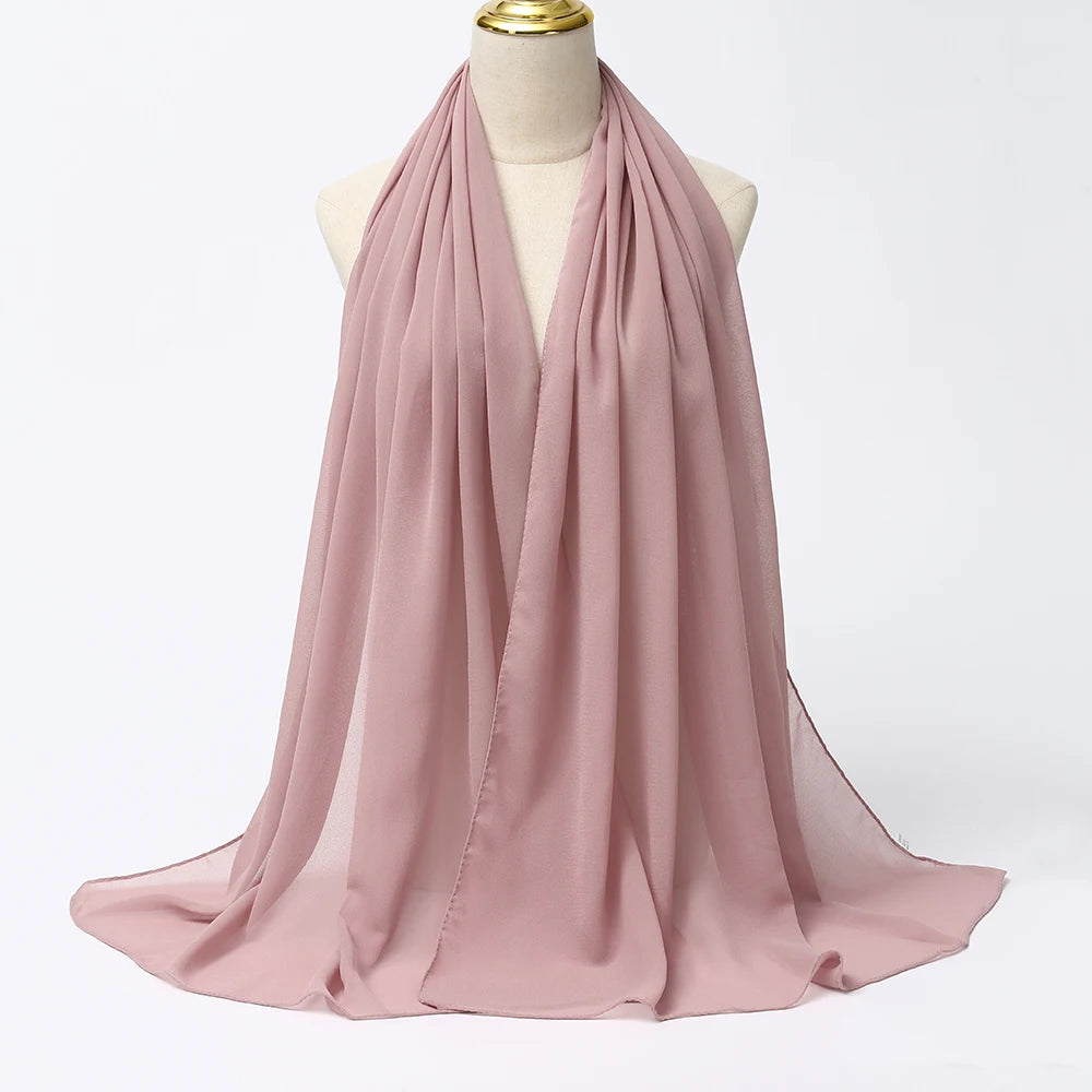 Elegant Chiffon Hijab – Long Solid Color Wrap