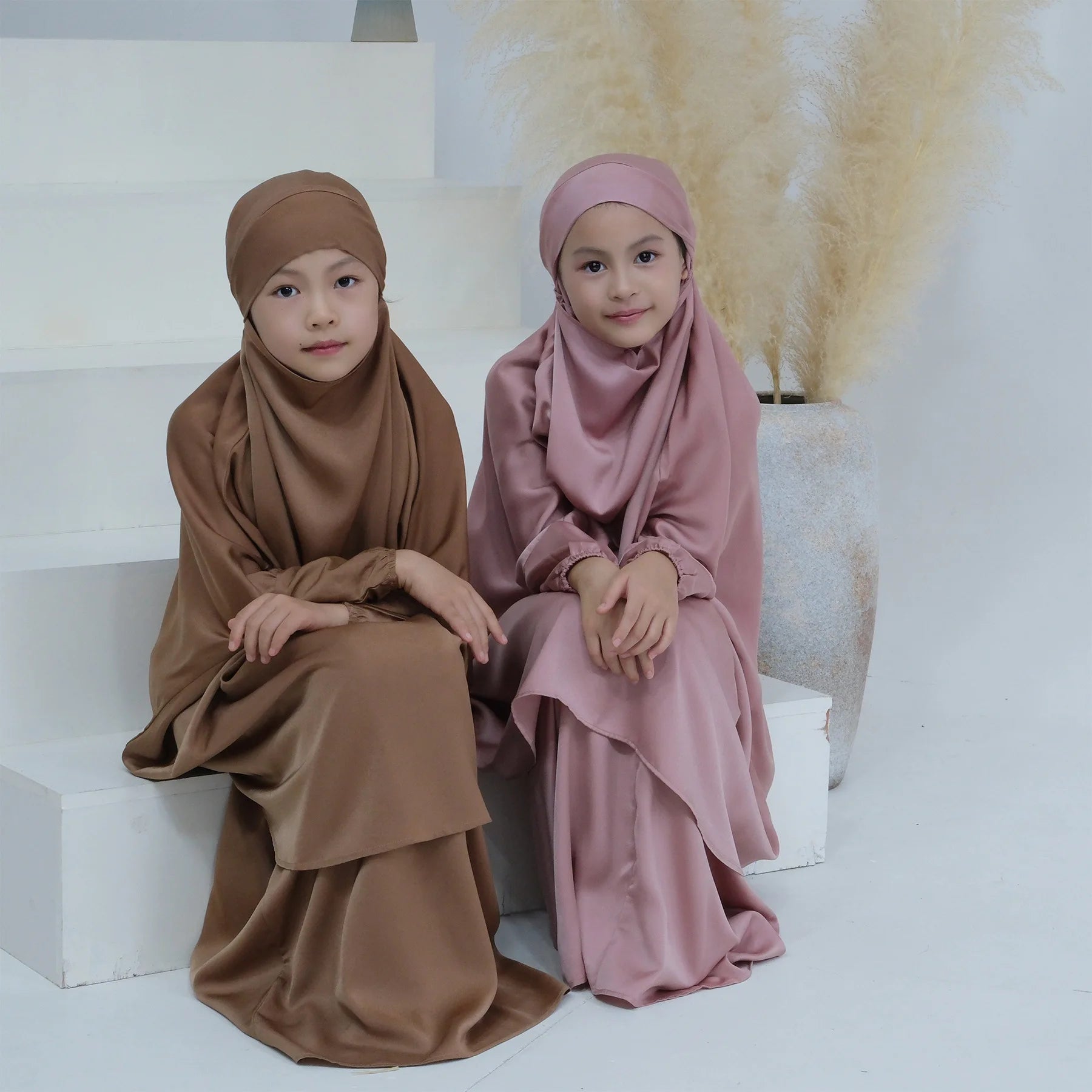 Girls' 2-Piece Hooded Hijab Dress