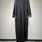 Moroccan-Inspired Floral Embroidery Open Abaya
