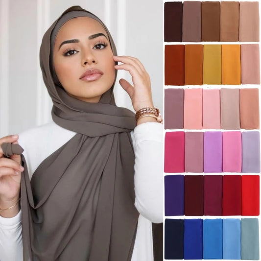 Elegant Chiffon Hijab – Long Solid Color Wrap