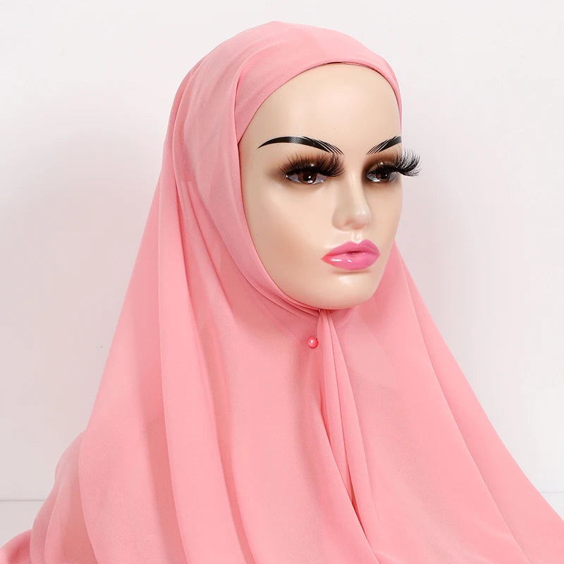 Chiffon Hijab with Cap Bonnet Headwrap