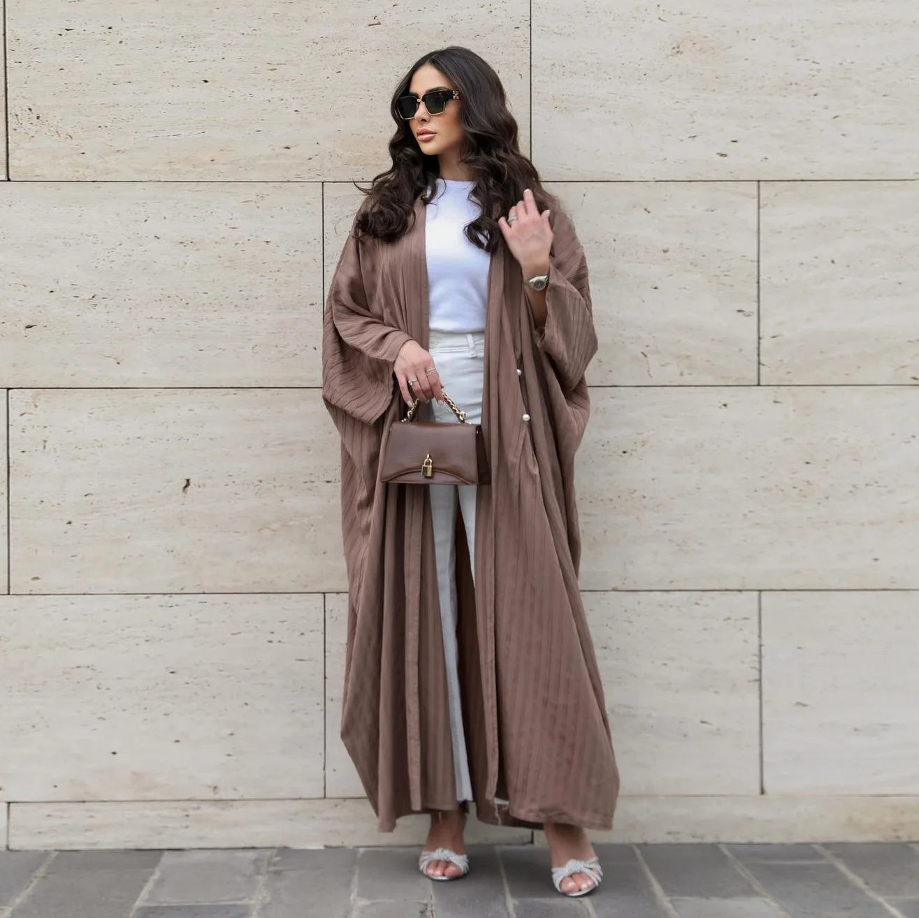 Striped Open Abaya :Casual & Turkish-Inspired