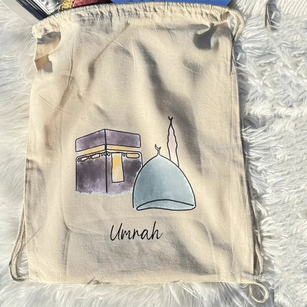 Umrah Mubarak Kaaba Drawstring Backpack
