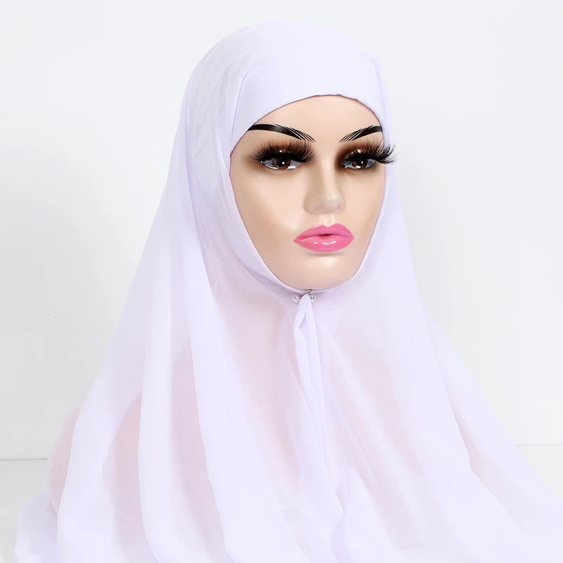 Chiffon Hijab with Cap Bonnet Headwrap