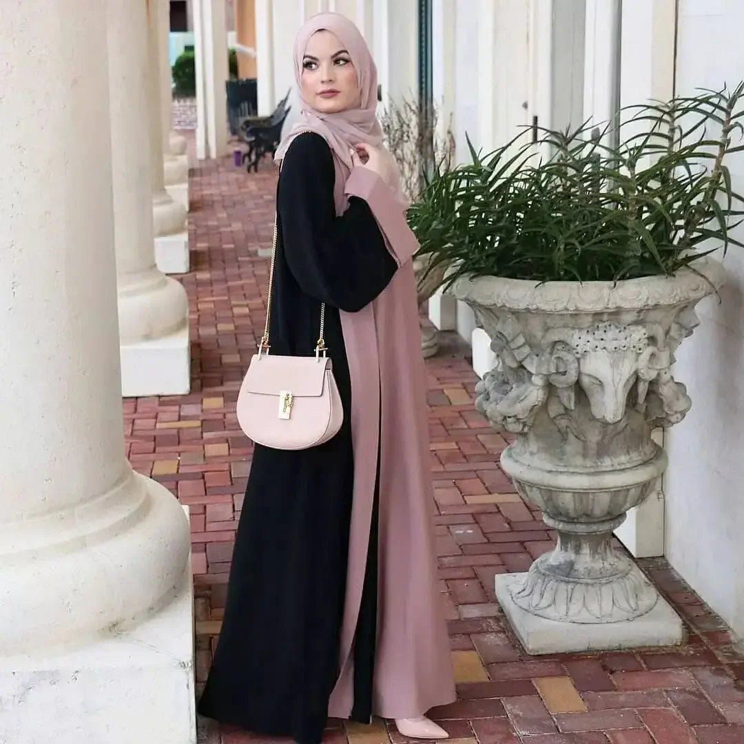 Dubai Contrast Abaya Set:  For Ramadan & Special Occasions