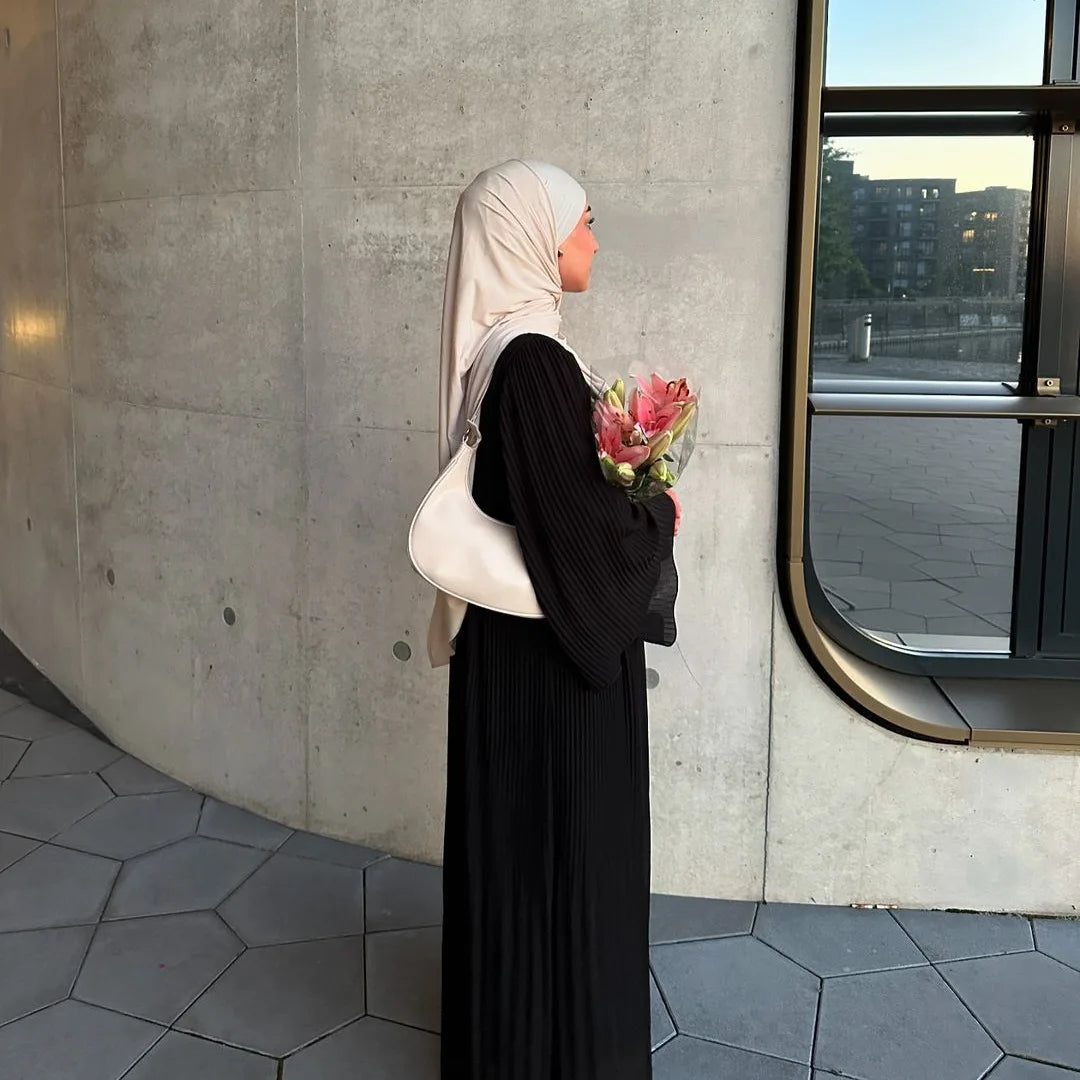 Modest Pleated Abaya: Long Sleeve