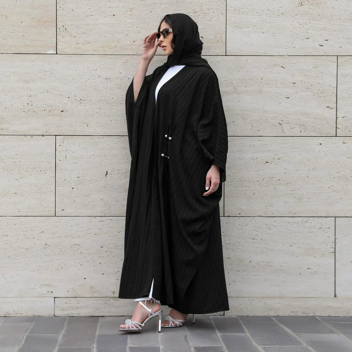 Striped Open Abaya :Casual & Turkish-Inspired