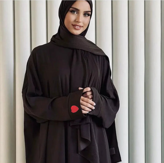 Embroidered Love Style Modest Abaya