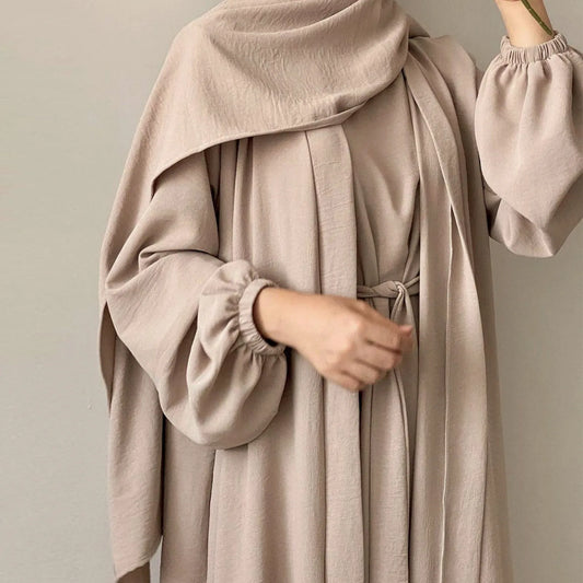 Elegant Crinkle Abaya Set