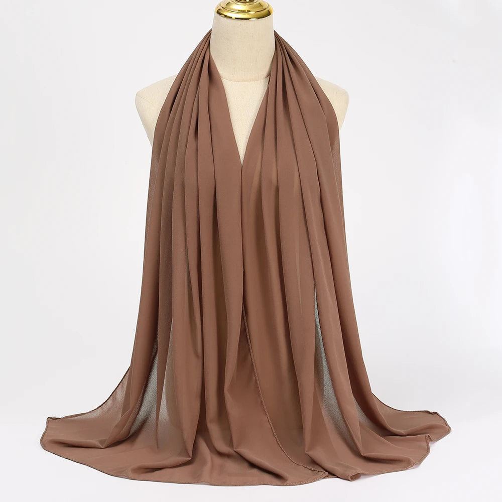 Elegant Chiffon Hijab – Long Solid Color Wrap