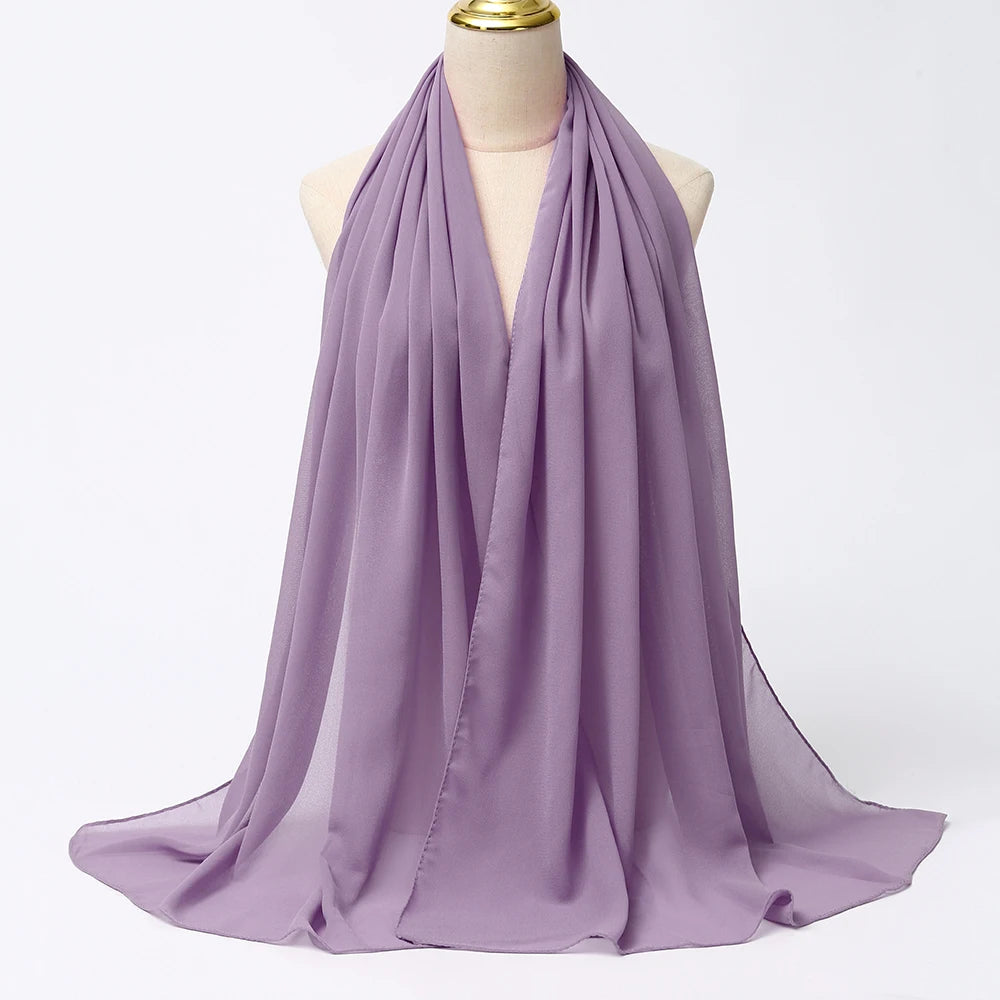 Elegant Chiffon Hijab – Long Solid Color Wrap