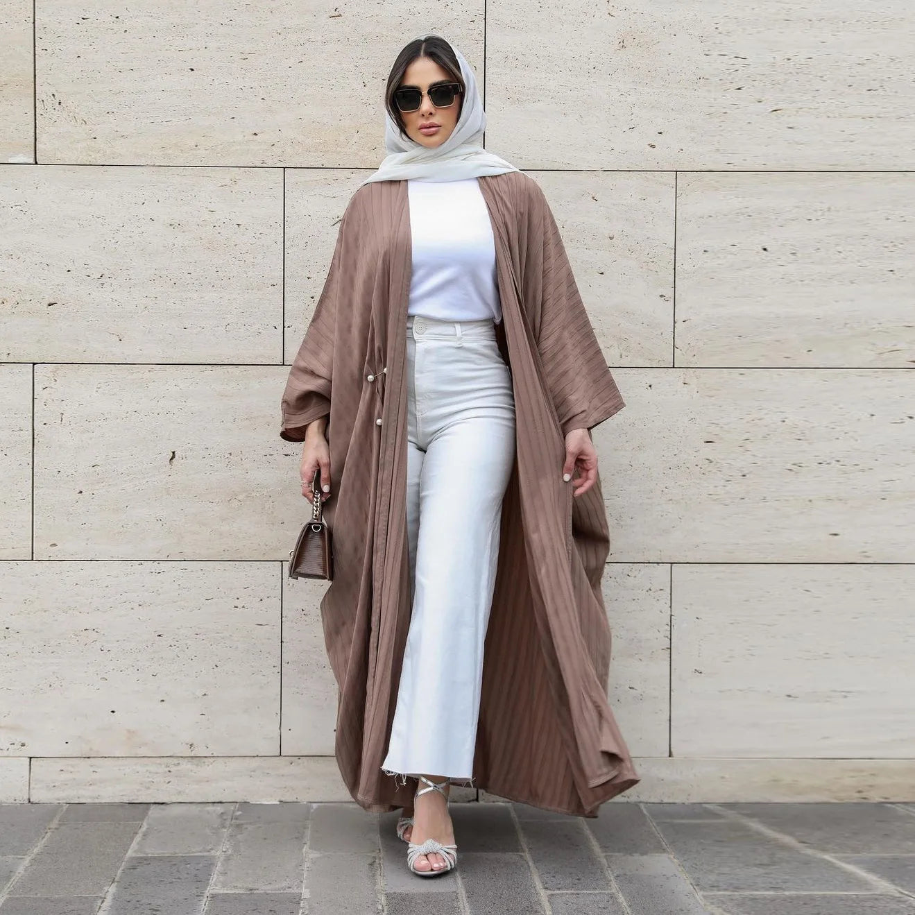 Striped Open Abaya :Casual & Turkish-Inspired