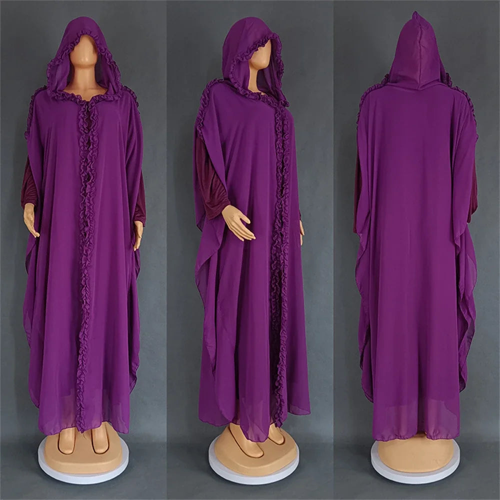 Ramadan Chiffon 2-Piece Khimar Abaya Set