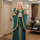 Elegant Two-Piece Gold Embroidered Kaftan Set