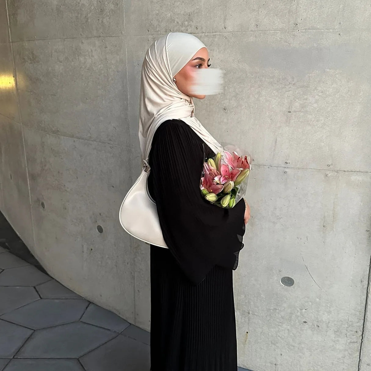 Modest Pleated Abaya: Long Sleeve