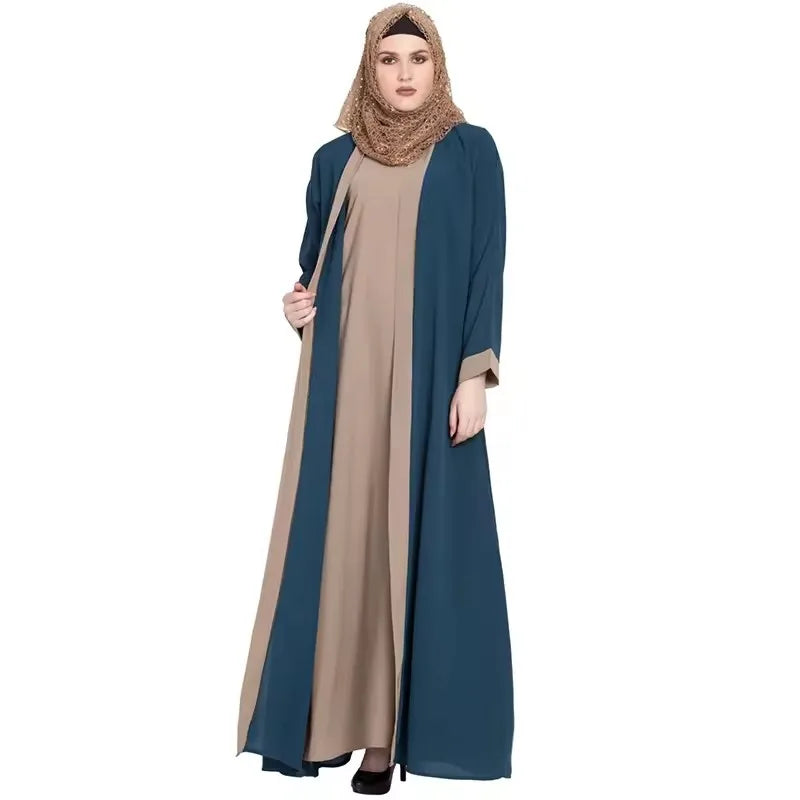 Dubai Contrast Abaya Set:  For Ramadan & Special Occasions