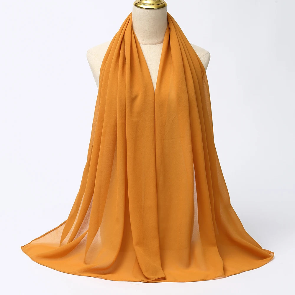 Elegant Chiffon Hijab – Long Solid Color Wrap