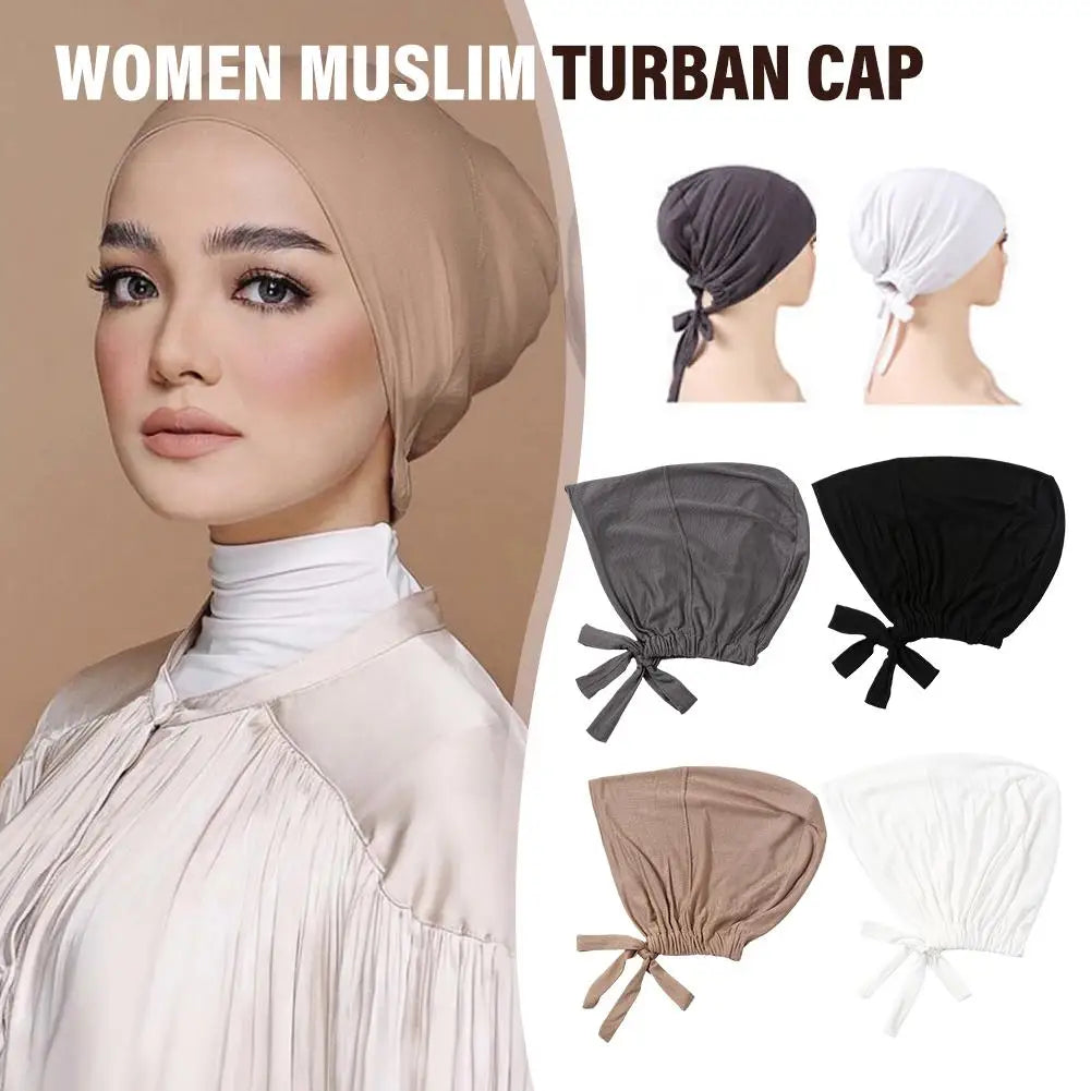 Soft Modal Turban Hat Inner Cap with Tie Back – Elegant Comfort