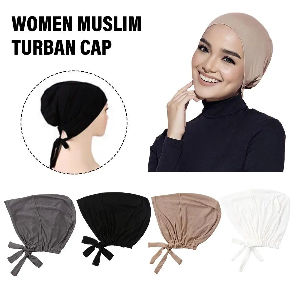 Soft Modal Turban Hat Inner Cap with Tie Back – Elegant Comfort